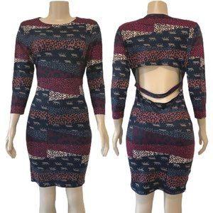 VICTORIAS SECRET Victoria Sport Open Strappy Back Animal Print Dress NWT sz S